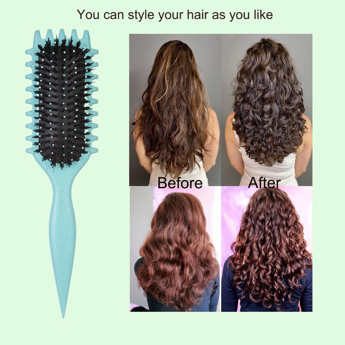 Cobsvika Curl Defining Brush-Curly Hair Brush Define Styling Brush for Curly Hair,Curl Brush for Curly Hair Wet,Shaping & Defining Curls for Women (Green)