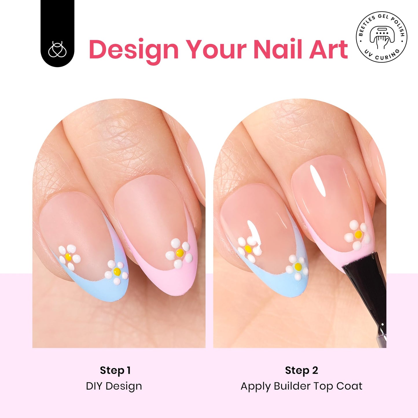 Beetles X Press Plus French Tips Press On Nails, 16 Sizes 224 Pcs Pastel Short Almond Press On Nails Gel Nail Tips Pre-Applied Primer Base Coat Soak Off Uv Nail Extension Manicure Gift for Women