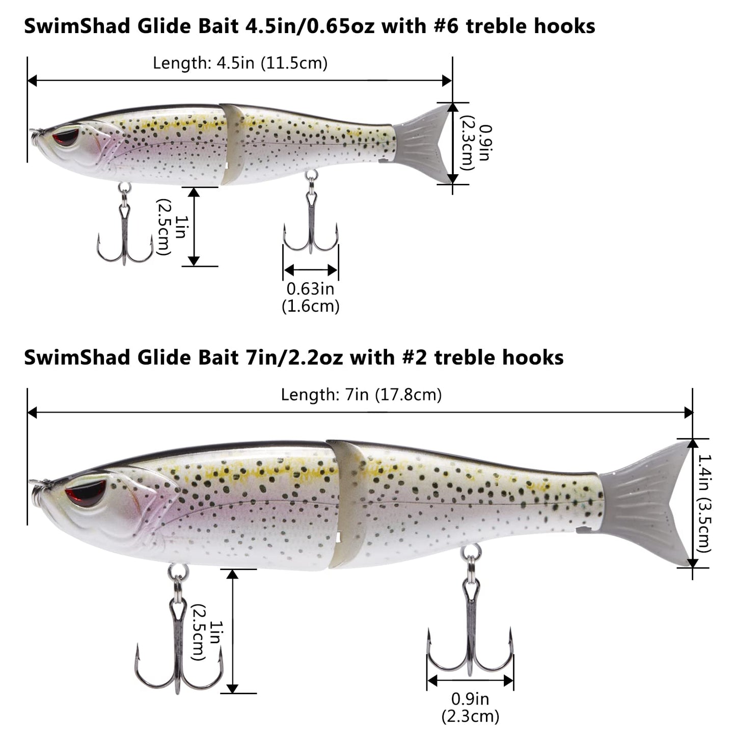 Bassdash SwimShad Glide Baits Jointed Swimbait Bass Pike Salmon Trout Muskie Fishing Lure