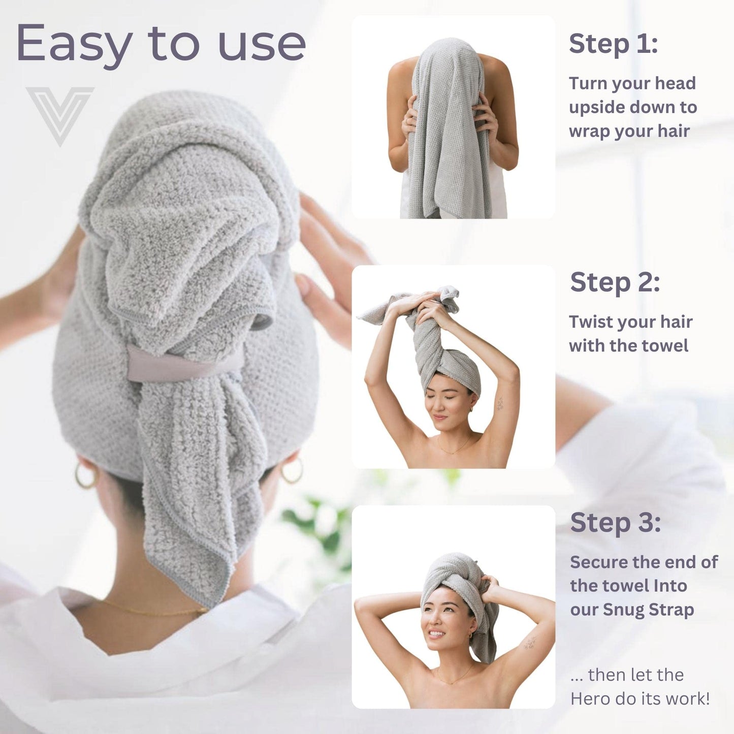 VOLO Hero Cloud Pink Hair Towel | Ultra Soft, Super Absorbent, Quick Drying Nanoweave Fabric | Reduce Dry Time by 50% | Towel Wrap for All Hair Types | Anti Frizz & Anti Breakage | Reusable Packaging