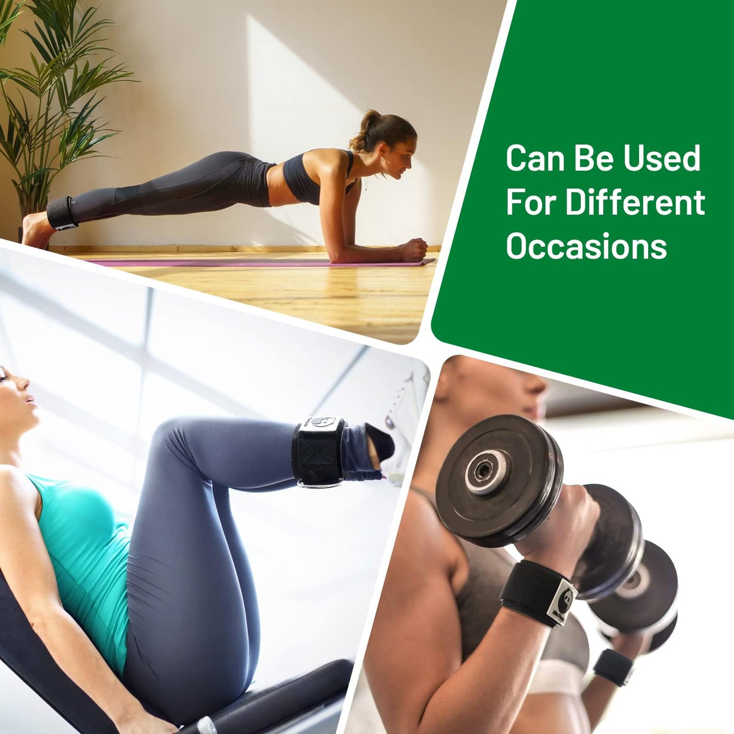 Slim Panda Ankle Strap for Cable Machine,Ankle Cuff for Kickbacks, Booty Hip Abductors,Glute Workouts, Leg Extensions, Curls for Men and Women, Adjustable with Double D-Rings (Pair, Simple Black)