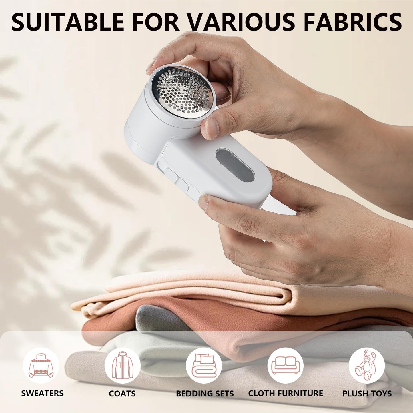 Z-TIISON Electric Lint Remover, Portable Fabric Shaver Defuzzer with 6-Leaf Blades, Dual Protection, Removable Bin, Quickly Remove Fuzz, Lint Balls, Pills, Bobbles from Clothes, Couch&Carpet