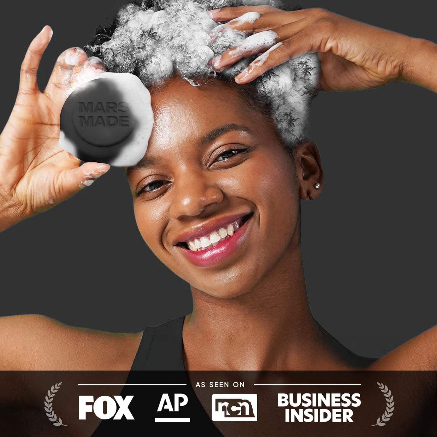 MARS MADE Charcoal Shampoo Bar 2.0 - Hydrating & Moisturizing Natural Hair Soap Bar Shampoo for Excess Oil Build-Up & Scalp Nourishment - Bathing Soap Solid Shampoo for All Hair Types (120g, 4.23oz)