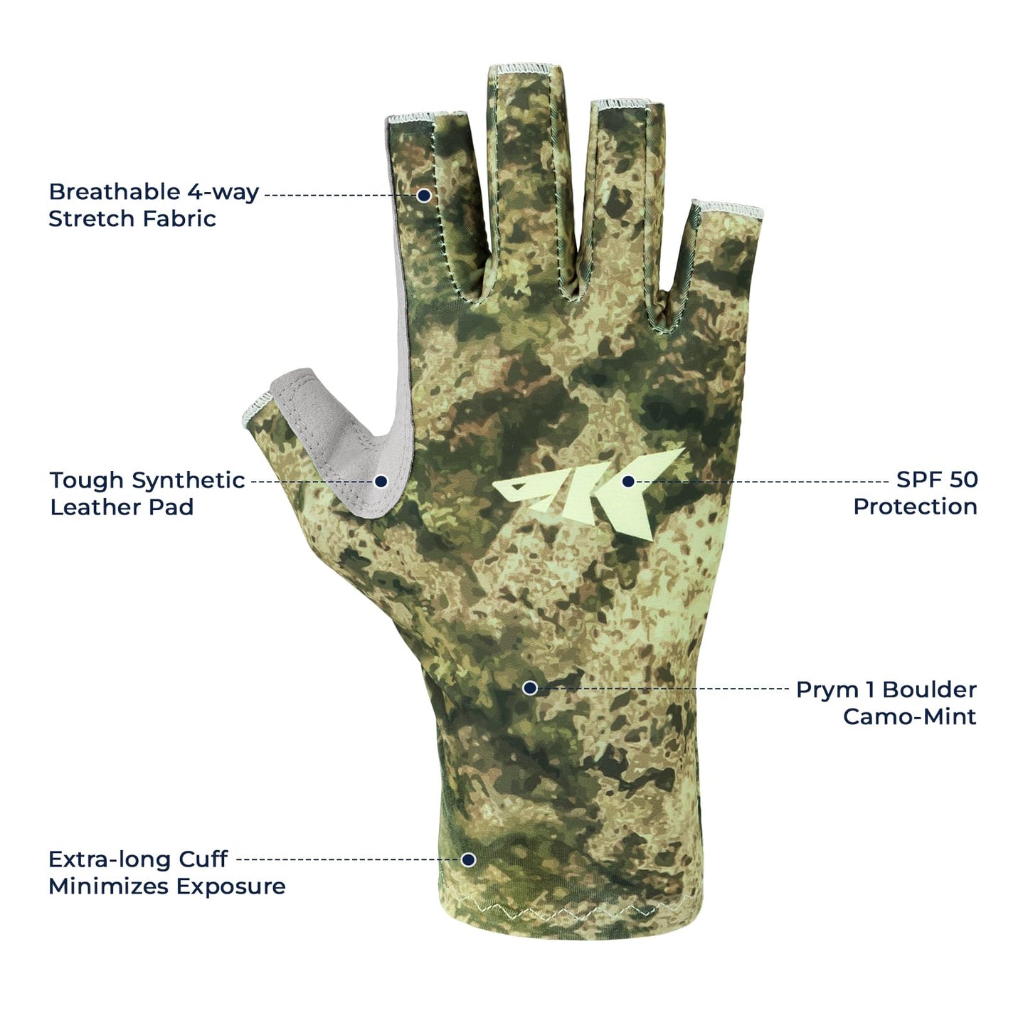 KastKing La Sal Fishing Gloves UPF50+ Sun Gloves UV Protection Fingerless Gloves Men Women for Outdoor, Kayaking, Rowing, Paddling, Canoeing, Hunting