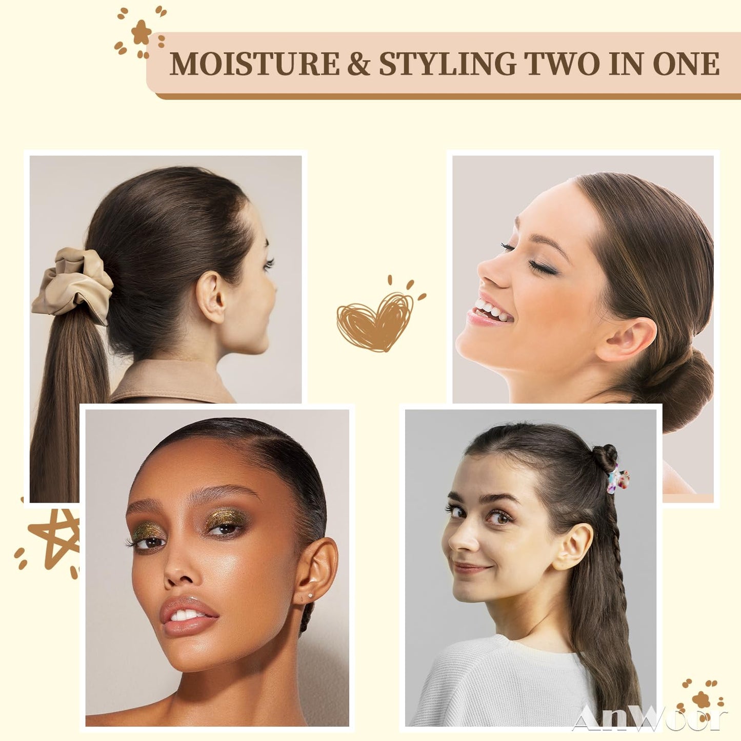 5 Pack Hair Wax Stick, Slick Back Hair Brush, Fly Away Stick for Hair - Hair Bun Smoothing Accessories Styling Gifts Stuff for Kids, Girls and Women