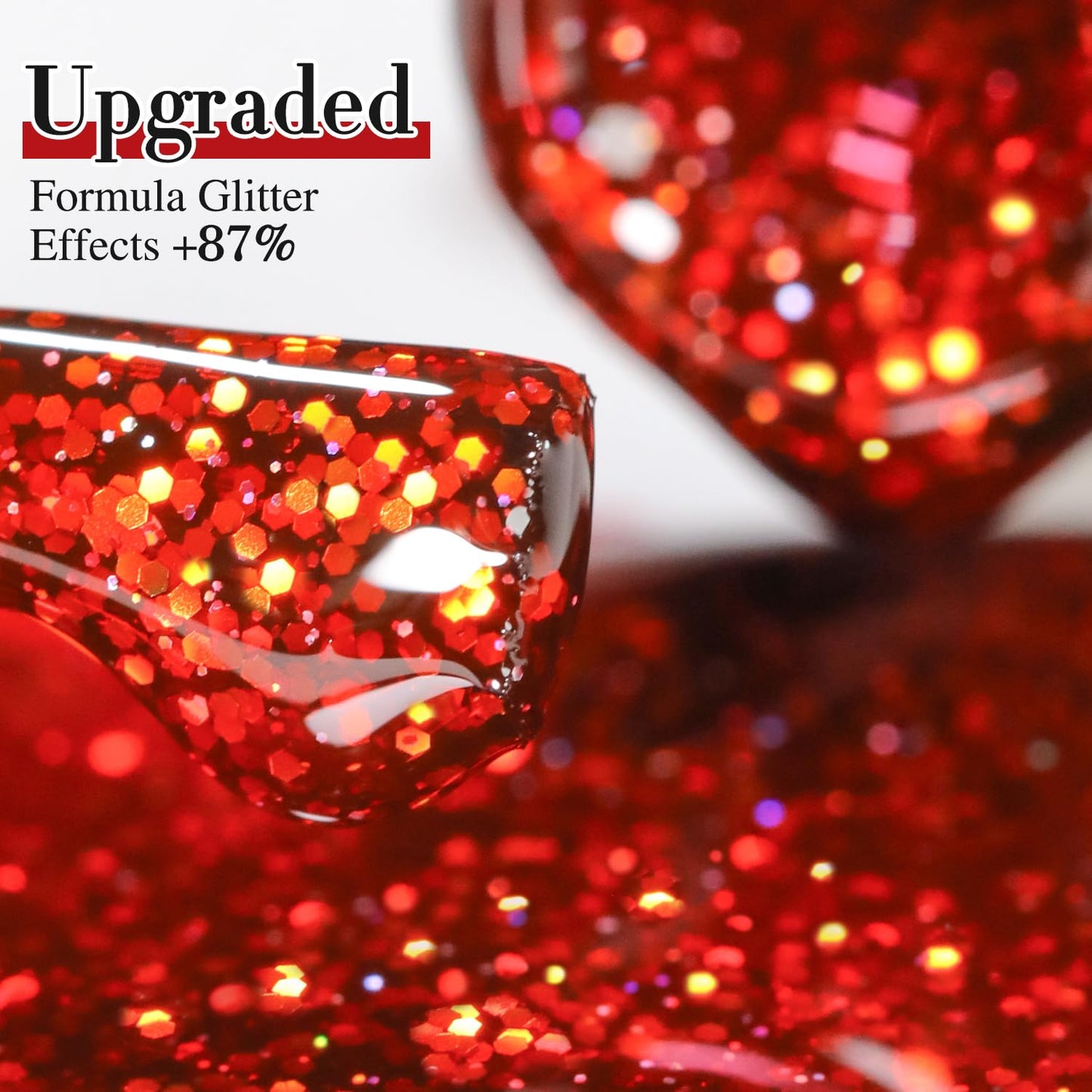 Double Rhythm 15ML Glitter Gel Polish Shimmer Reflective Holographic Color Magnetic for Nail Art Salon DIY at Home (Sparkle Red-B1156)
