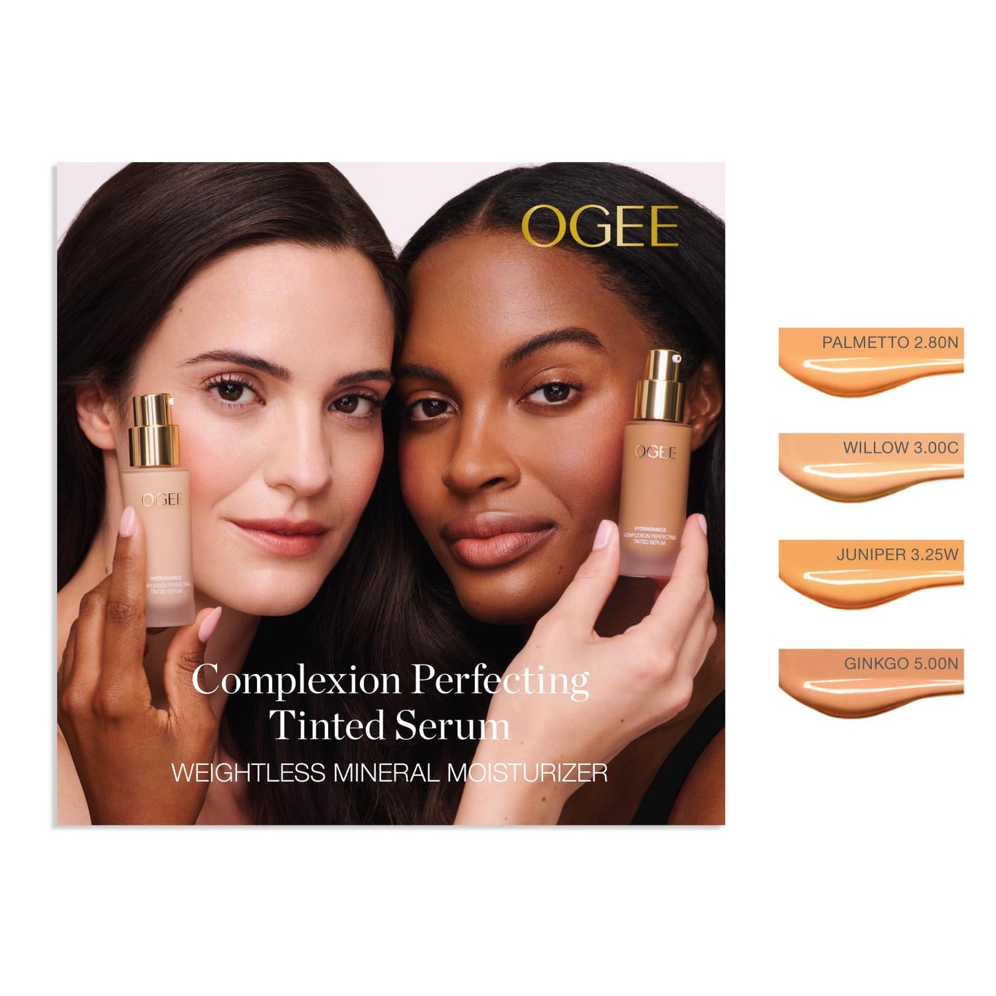 Ogee Complexion Perfecting Tinted Moisturizer (Juniper 3.25W - Medium Light Tan, Bright-Golden Undertone) - Lightweight Serum with Vitamin C & Jojoba Oil - Certified Organic & Made in USA
