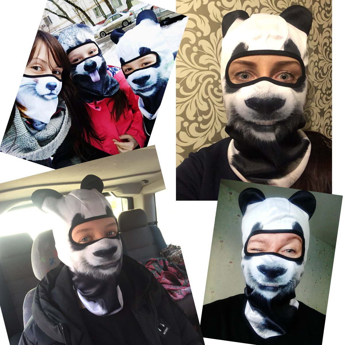 WTACTFUL 3D Animal Ears Balaclava Windproof Face Mask Sun Protection for Skiing Snowboard Cycling Motorcycle Music Festivals Raves Halloween Party Summer Winter Cold Weather Outdoor Panda MEB-01