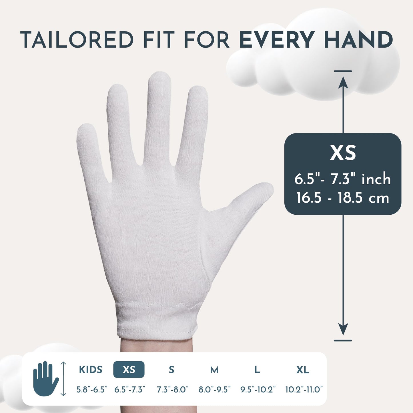 Gaxcoo Cottonnerie Cotton Gloves for Dry Hands Sleeping, Moisturizing Gloves Overnight, Hand Moisturizer Gloves, Moisture Gloves for Dry Hands Overnight, Sleeping Gloves, Eczema Gloves, X-Small 7 Pair