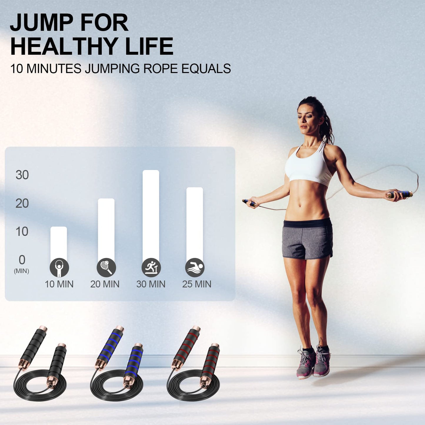 FITMYFAVO Jump Rope Cotton Adjustable Skipping Weighted jumprope for Women,Adult and Children Athletic Fitness Exercise Jumping Rope (Blue)