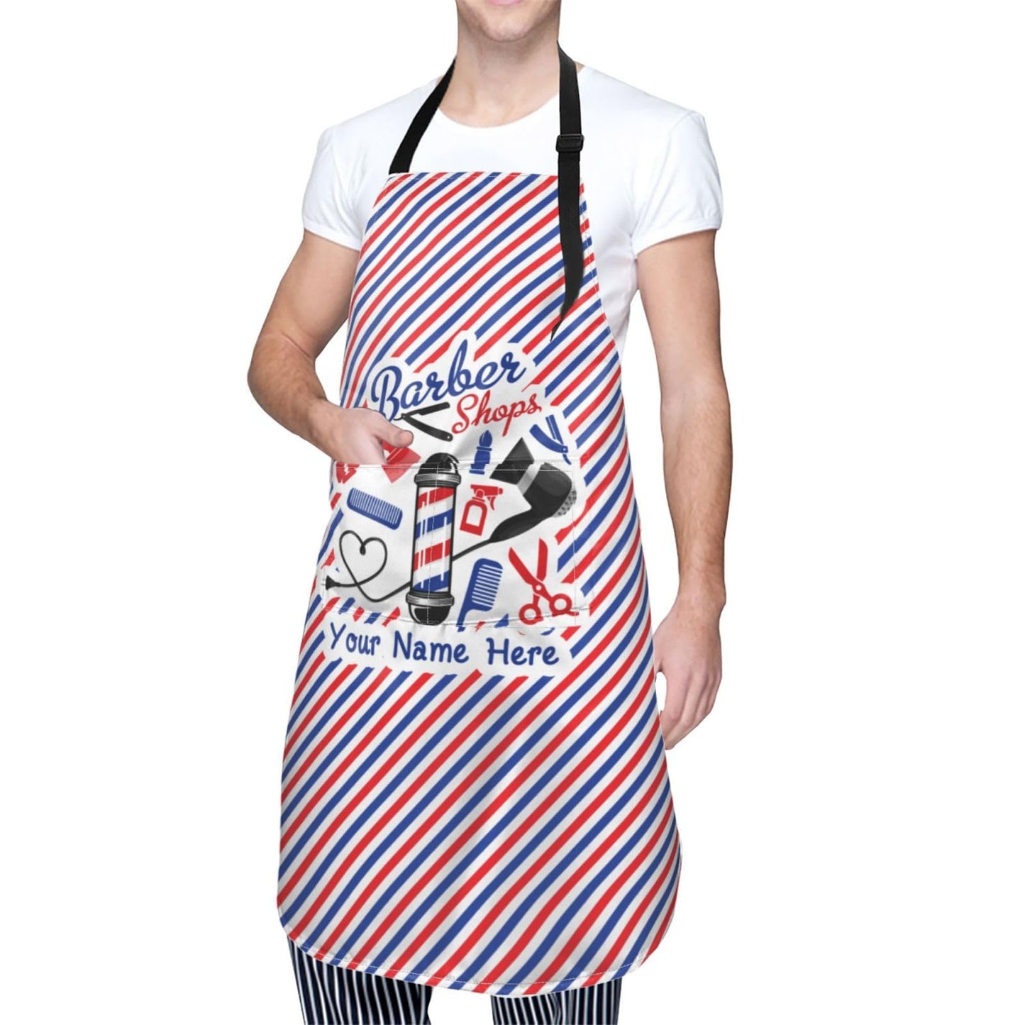 VANCIPO Custom Barber Aprons For Men Women Personalized Barbershop Apron With Pockets Customize Barber Aprons Cape Add Name Text