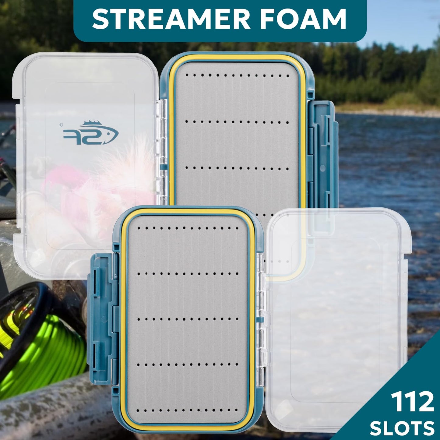SF Large Waterproof Fly Box For Fly Fishing Double Sided Clear Lid Ice Fishing Jig Head Tackle Box Fly Flies Dry Flies Wet Flies Nymph Streamer Foam