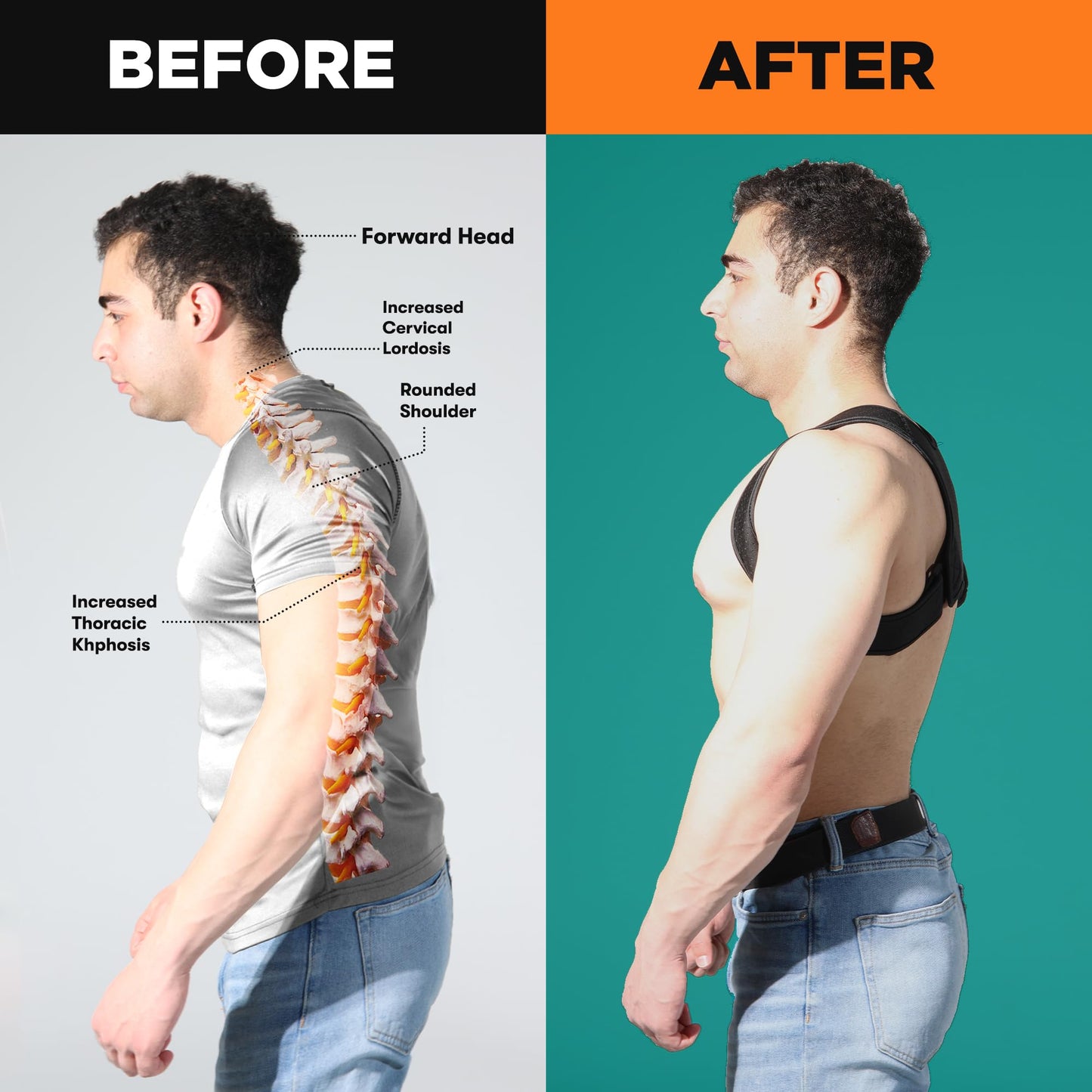 Titan Tough Premium Upper Back Brace for Men & Upper Back Brace for Women, Adjustable Posture Corrector, Upgraded Version, Back Brace for Alignment (L-XXL)
