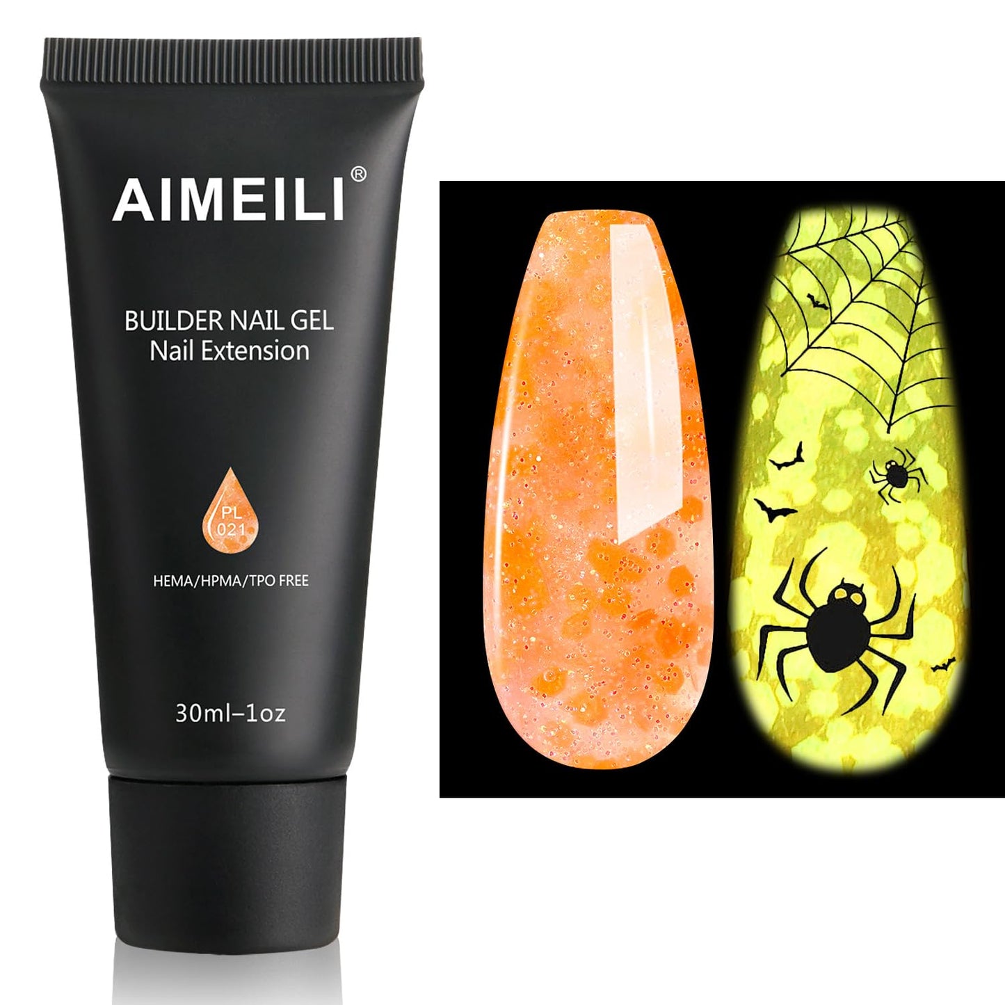 AIMEILI Poly Nail Extension Gel Glow in the Dark Builder Nail Gel Hema Free Poly Nail Enhancement Nail Art Design DIY Salon Nail At Home Gift for Women Nail Gel - 021