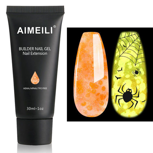 AIMEILI Poly Nail Extension Gel Glow in the Dark Builder Nail Gel Hema Free Poly Nail Enhancement Nail Art Design DIY Salon Nail At Home Gift for Women Nail Gel - 021