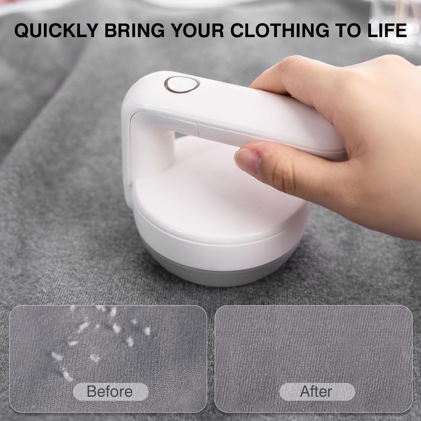 bestmoument Fabric Shaver, Lint Remover Rechargeable, Electric Portable Sweater Defuzzer Digital LED Display to Remove Pilling for Clothes, Furniture, Sweater, (White with Three Shaver Blades)