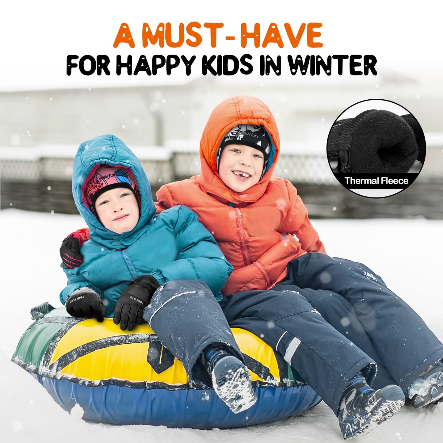 Hikenture Waterproof Kids Snow Gloves,3M Thinsulate Winter Gloves for Boys &Girls,Insulated Ski Gloves for Youth,Childrens,Age 7-9(Black M)