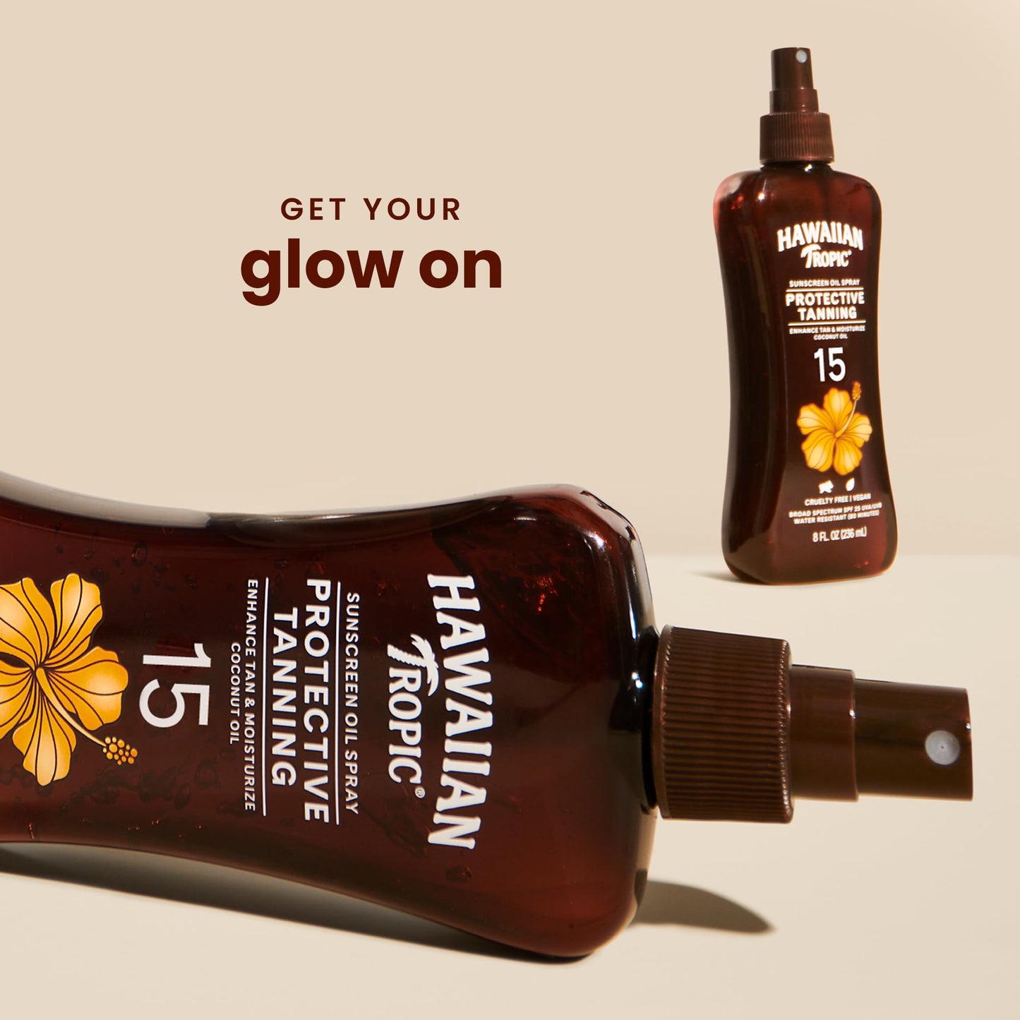 Hawaiian Tropic Protective Tanning Oil Spray Sunscreen SPF 15, 8oz | Tanning Sunscreen, Tanning Oil with SPF, Moisturizing Body Oil, Hawaiian Tropic Oil, Oxybenzone Free Outdoor Tanning Oil, 8oz
