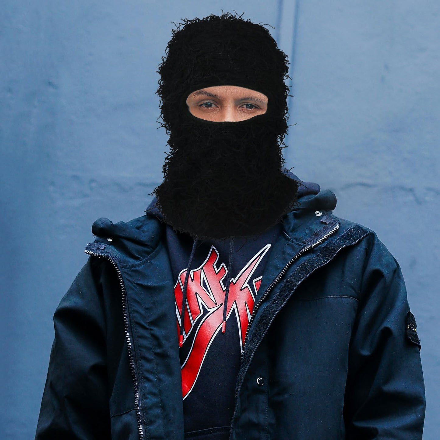 Distressed Balaclava Ski Mask,Atakai Shiesty Mask Yeat Turban Airsoft Knitted Winter Warmer Fuzzy Ski Mask for Men Women