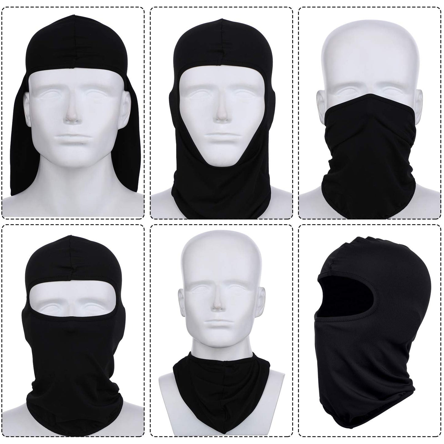 SATINIOR 8 Pcs Ski Mask Cover Full Face Mask Balaclava Winter Face Covering Thermal Breathable UV Protection Women Men(Dark Colors)