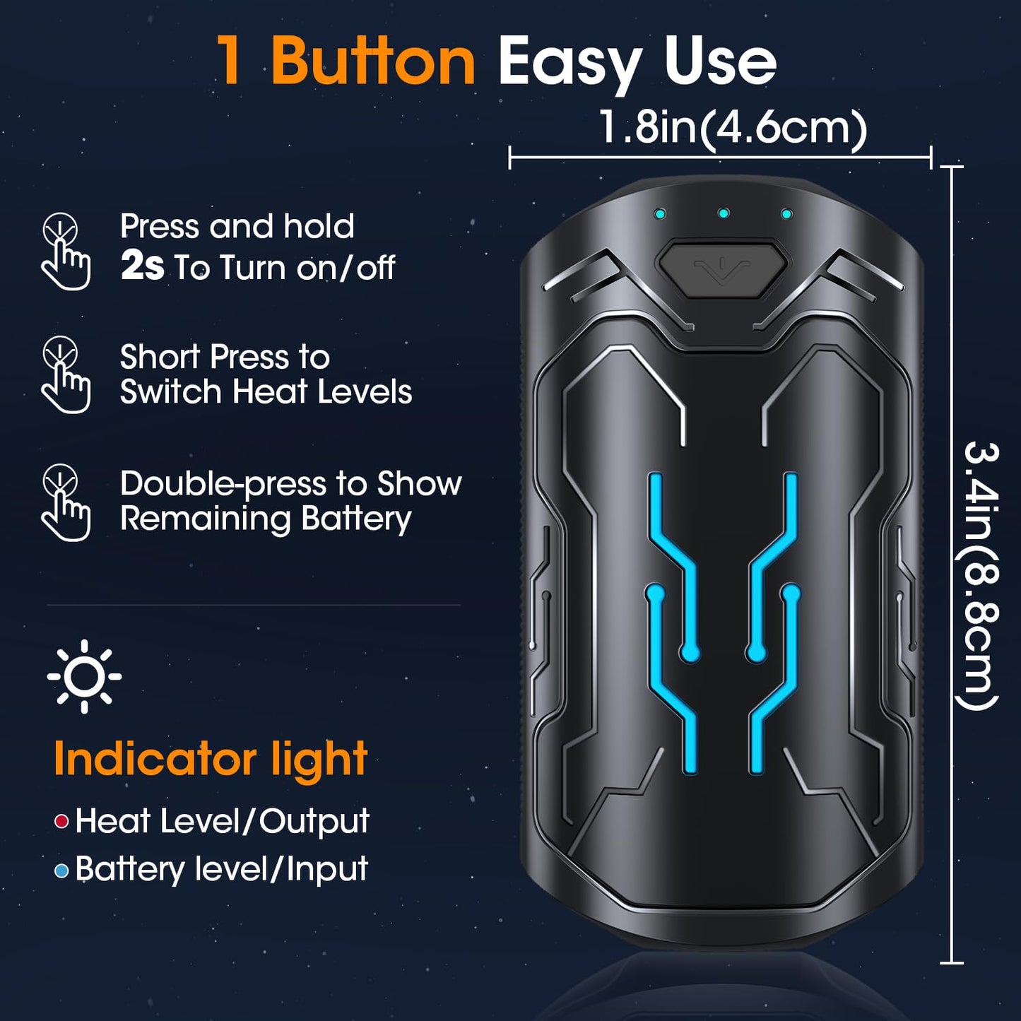 OLV Hand Warmers Rechargeable 2 Pack 20Hrs Long Heating Pocket Size Electric Handwarmers, Portable USB Hand Warmer Heater Therapy Great Gift for Christmas Outdoors, Hunting, Golf, Camping Men Women