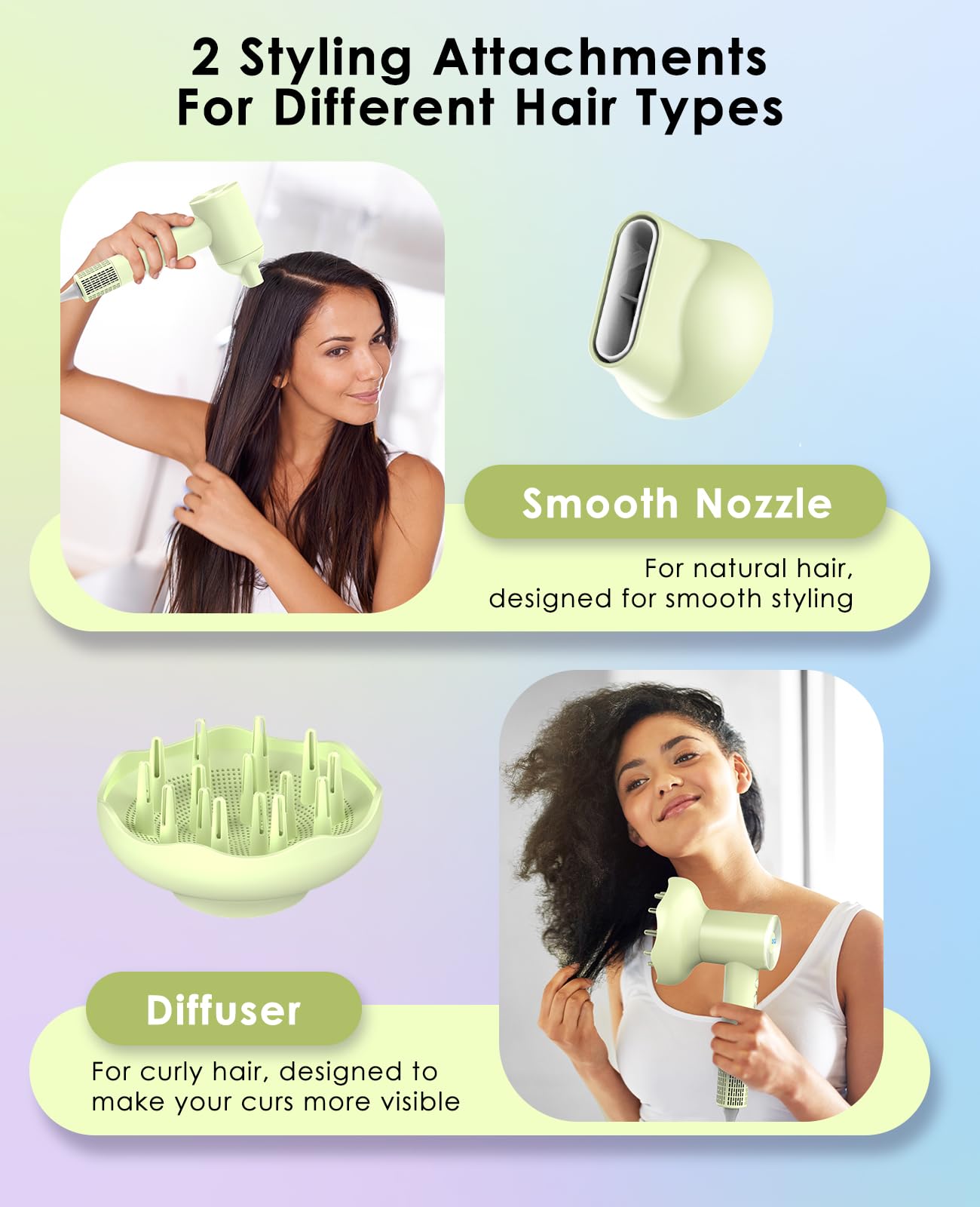OSOU Hair Dryer with Diffuser for Curly Hair, Negative Ionic Hairdryer, High-Speed Blow Dryer with 110, 000 RPM Brushless Motor, Fast Drying Lightweight Travel Hairdryer, Low Noise Quiet Hair Dryers