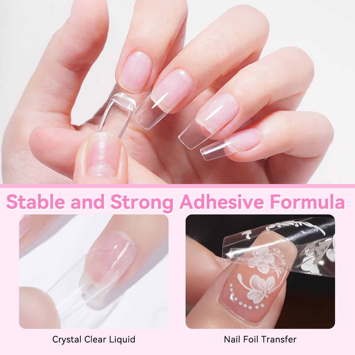 Born Pretty Nail Glue for Tips, 6 in 1 Gel Nail Extension Gel,Blooming Gel,Base Gel Top Coat,Builder and Strengthener Gel for Nail Art Design