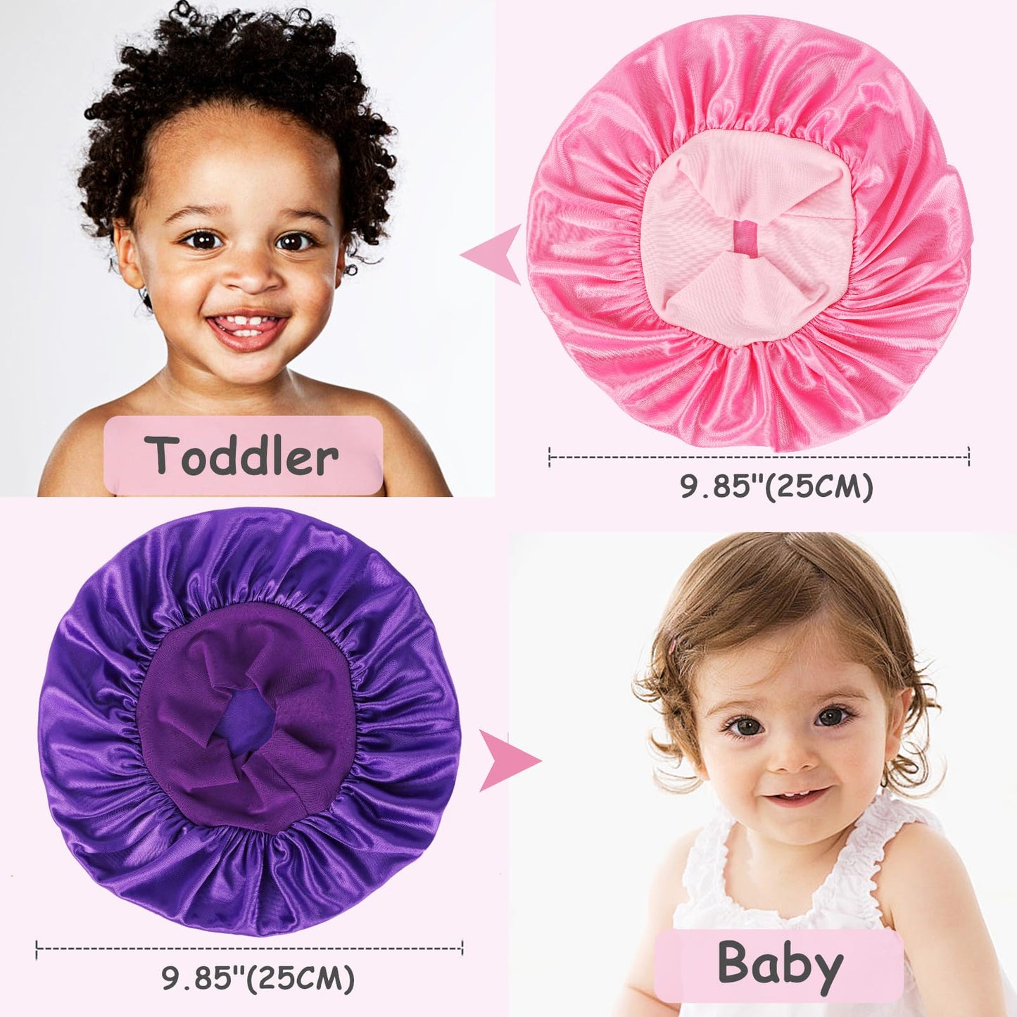 Haniraba 3 Pcs Baby Bonnets for Sleeping,Infant Sleep Cap Hair Bonnet for Baby Girls,Boys,Toddler