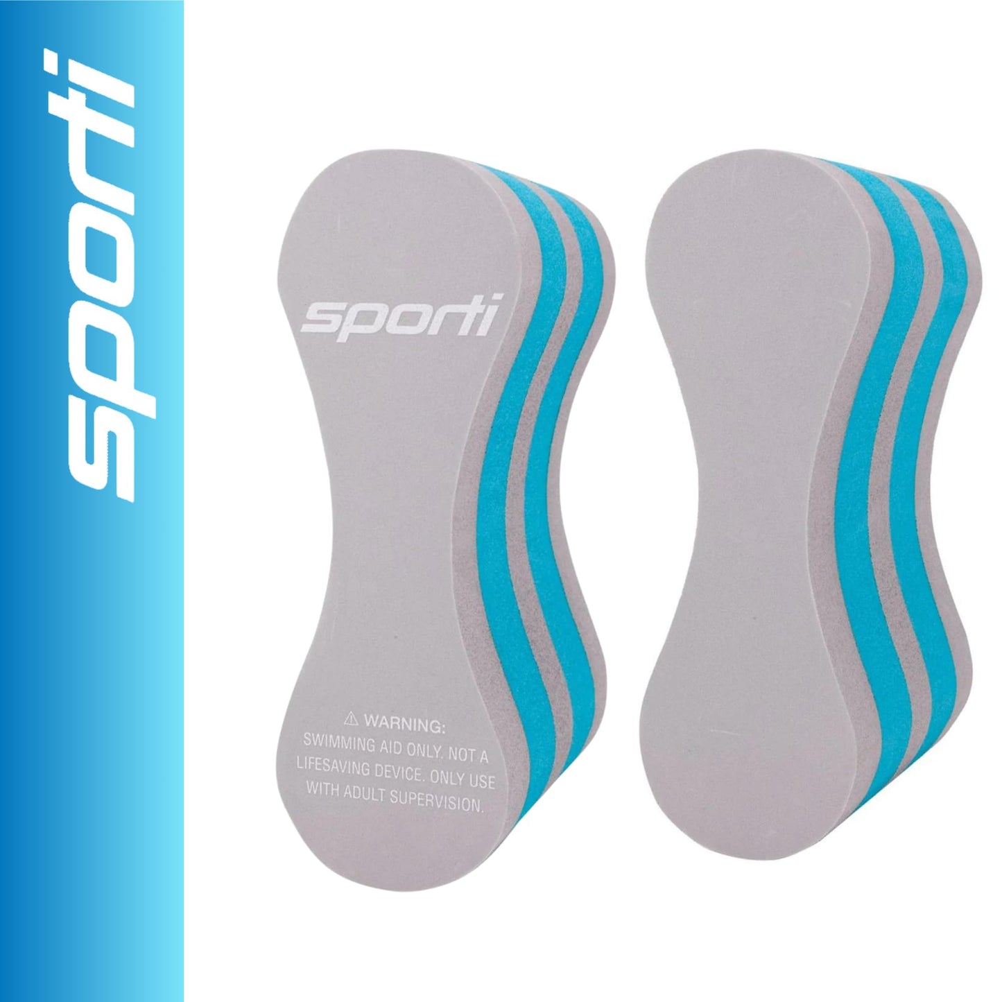 Sporti Pull Buoy for Women & Men Competitive, Swim Trainer Gears, Swim Buoy for Lap Swimming, EVA 5-Layer Pull Buoy Leg Float - Grey/Teal