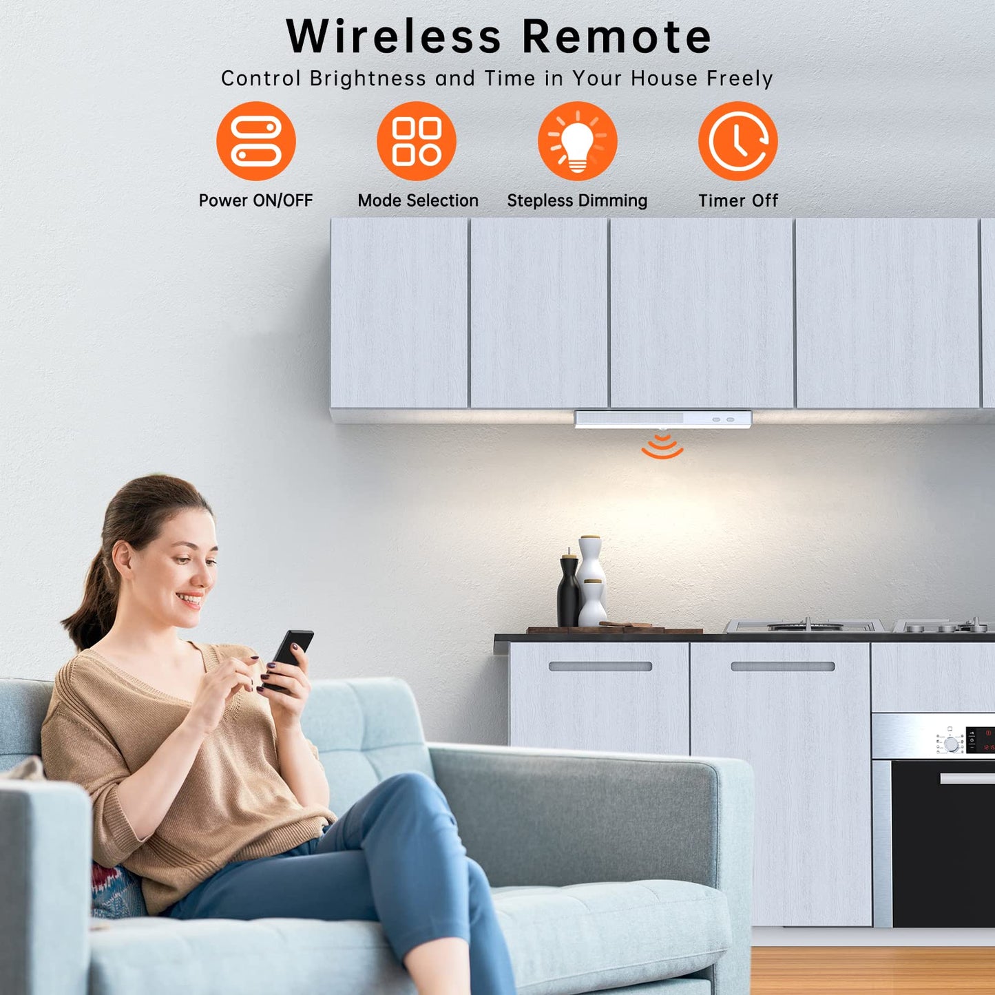 LED Closet Light with Charging Station, 6 Pcs 30LEDs 8'' Dimmer Rechargeable Motion Sensor Under Cabinet Lighting with Remote Control, Wireless Stick-Anywhere Night Light for Wardrobe,Kitchen