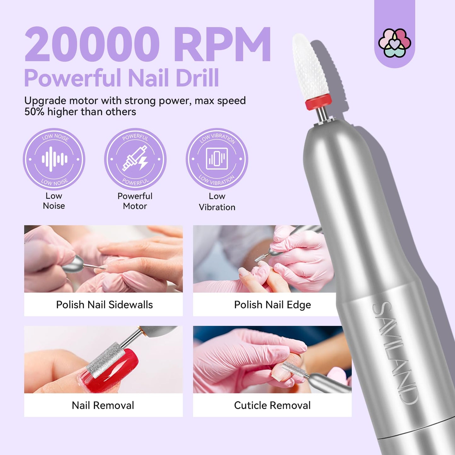 SAVILAND Acrylic Nail Kit - Professional Nail Drill & Tools Kit with Liquid & Powder Set for DIY Home Use