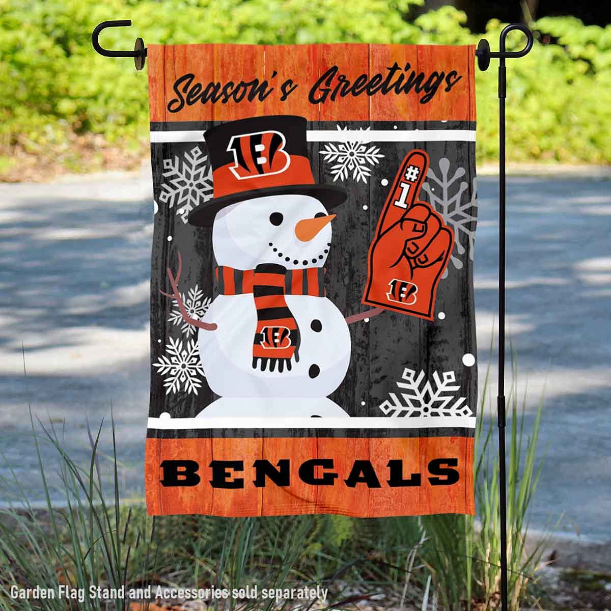Cincinnati Bengals Holiday Winter Snow Garden Flag Double Sided Banner