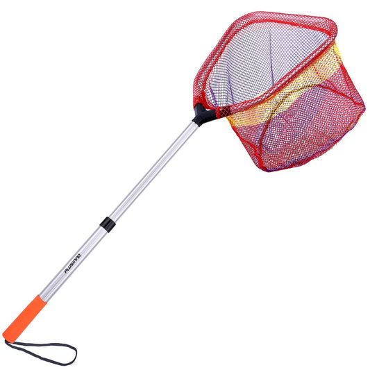 PLUSINNO Kids Fishing Net, Telescopic Lightweight Landing Net with Aluminum Pole Handle and Nylon Mesh, Catch and Release Net for Kids Youth Outdoor