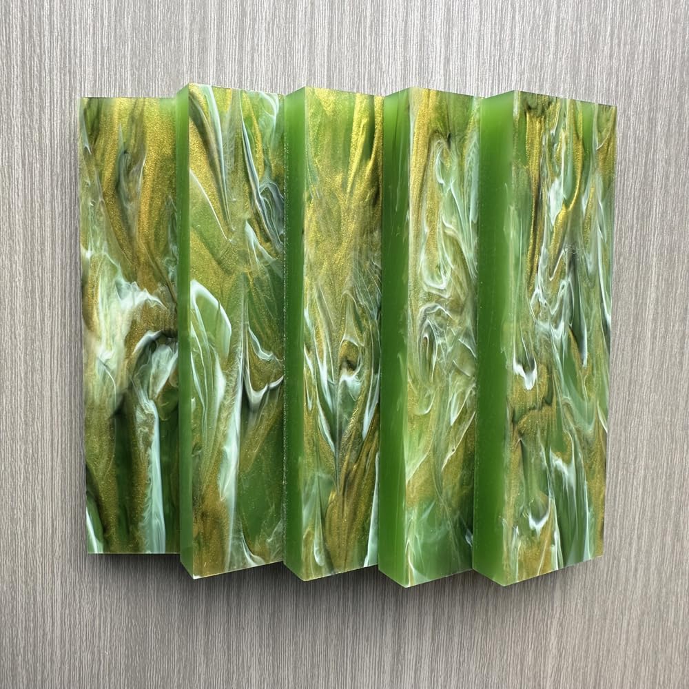 Uotowell Pre-Cut Epoxy Resin Scales Blanks for Decorative Inlays in Guitar Bodies, Necks, Engraved Knife Handle and Gun Grips - Seaweed Green