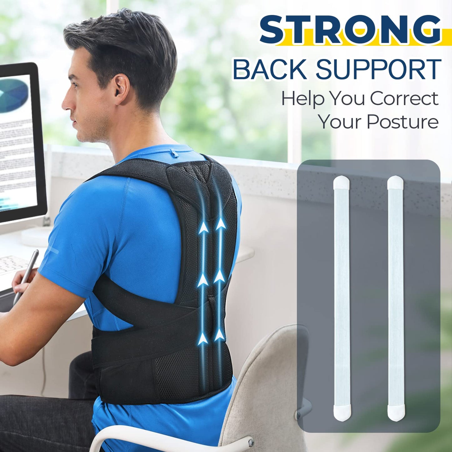 DIANMEI Back Brace Posture Corrector for Women and Men, Back Braces for Upper and Lower Back Pain Relief, Adjustable and Fully Back Support Improve Posture and Lumbar Support(XXL, 43"-49" Waist)