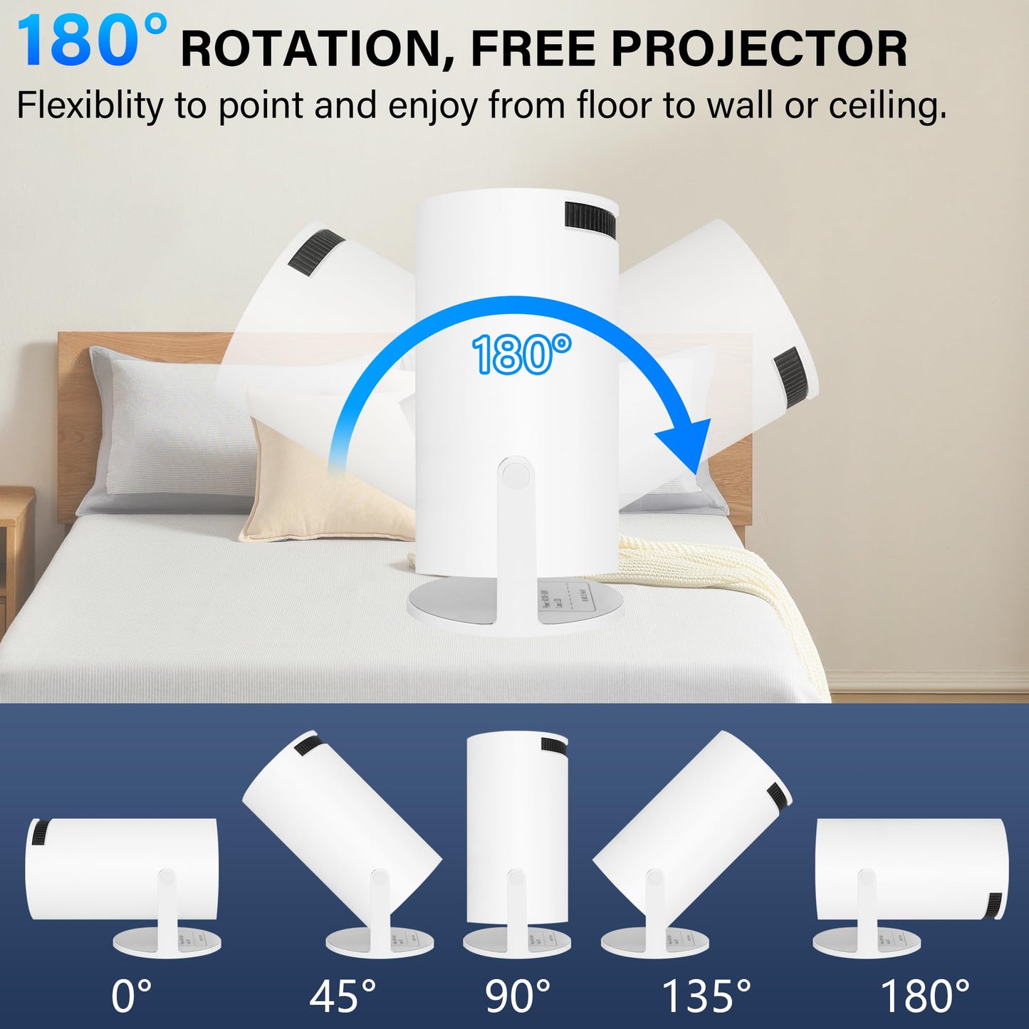 Sanniu Mini Projector, Support 4K 1080P HD Portable Projector with Bluetooth and WIFI Android TV 11, Auto Keystone, 130" Screen Smart Video Projector with Speakers for Home Theater & Outdoor Movie