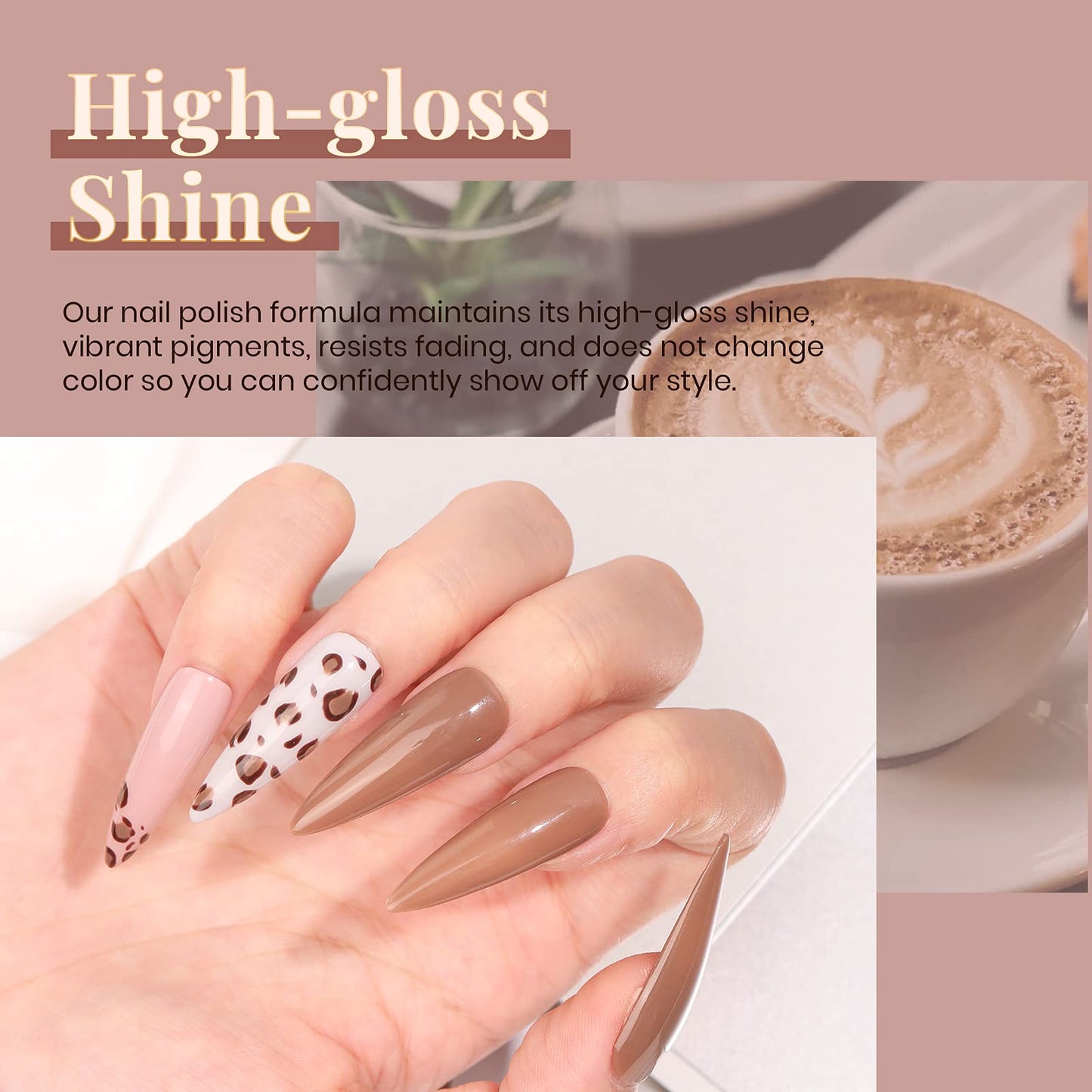 Beetles Gel Nail Polish Set Brown Beige Mauve Pink Nude White Neutral 6 Colors Coffee Cafe Collection Gel Nail Polish Kit for Nail Art Manicure Soak Off Uv LED Nail Lamp Gel Gifts Set