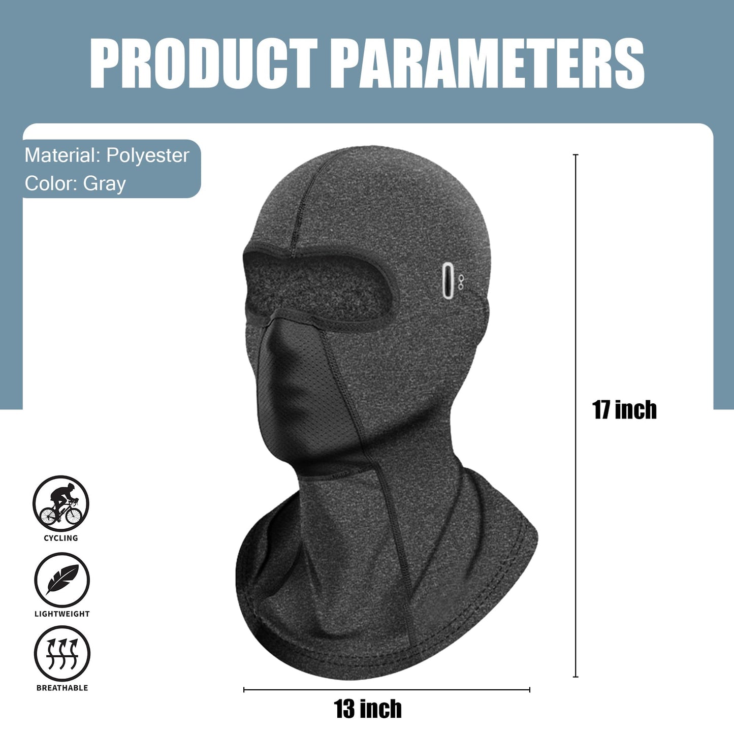 Winter Face Mask for Men Women Balaclavas Cold Weather Neck Gear Motorcycle Ski Masks Full Head Snowboard Face Cover Grey
