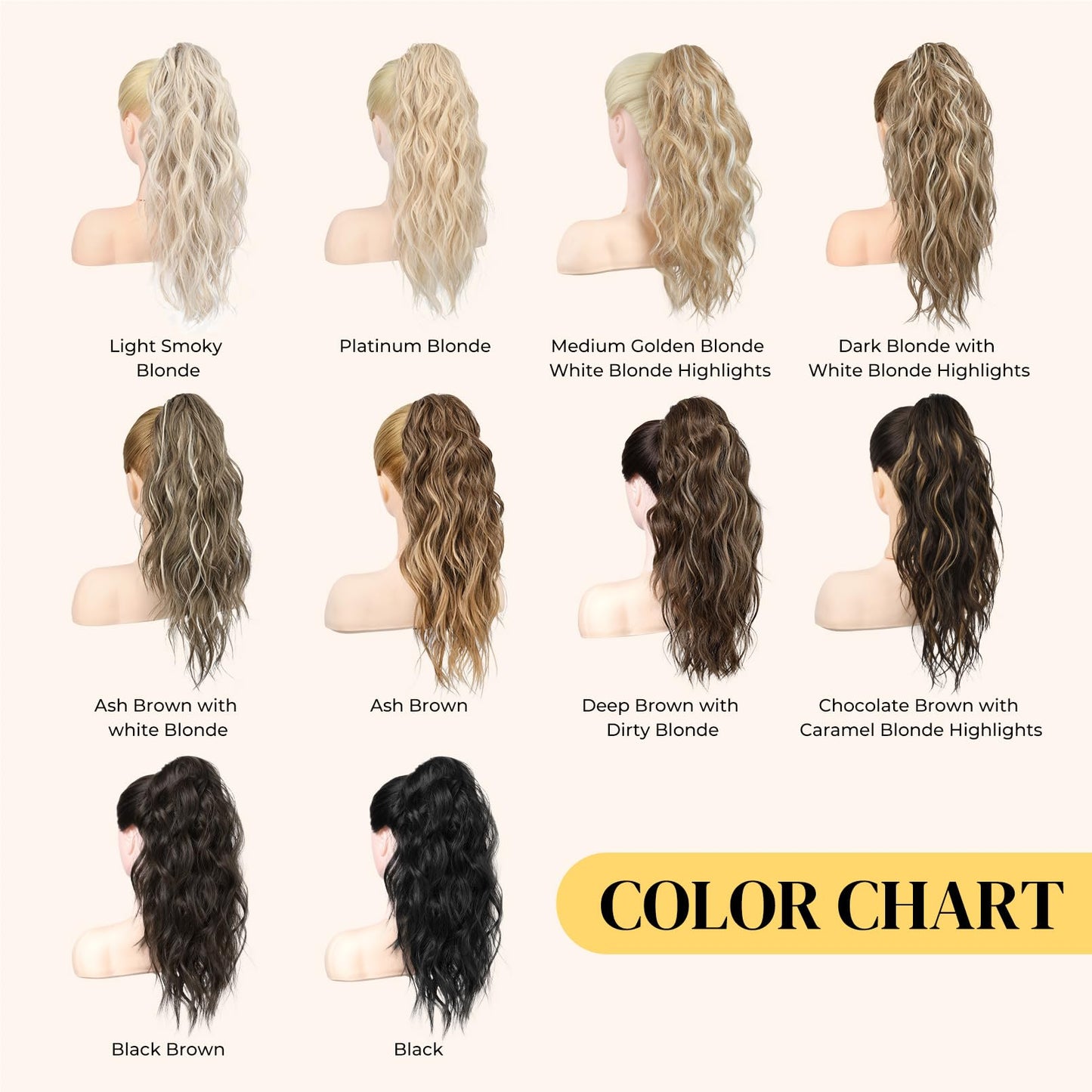 LONAI Ponytail Extension, 18" Wavy Claw Clip Ponytail Extensions ZJ001 Curly Wavy Claw Clip in Ponytail Hair Extensions Synthetic Fake Pony tails Hairpieces-Dark Reddish Brown