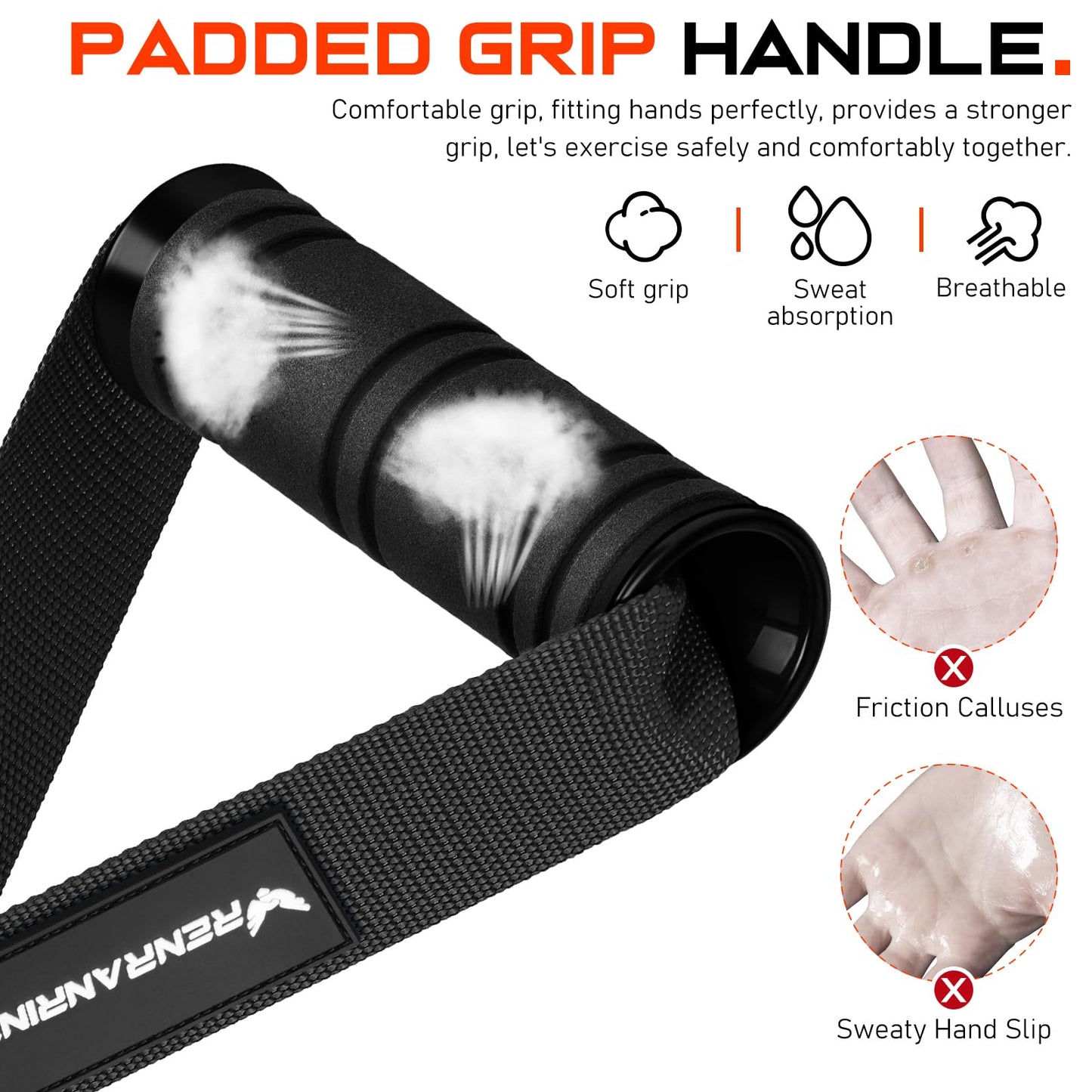 RENRANRING Gym Exercise Handles, Replacement Handle Attachments for Cable Machine Pulleys, Resistance Band and Strength Trainer, Pull Down Workout Accessories, Home Gym Add On Equipment