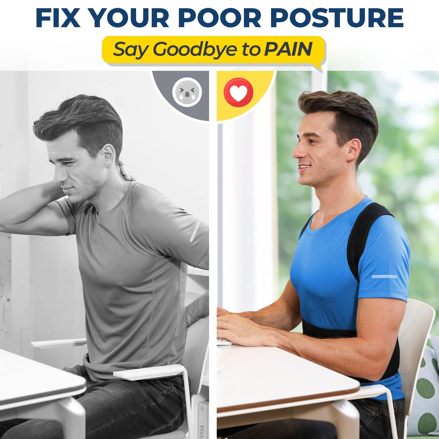 DIANMEI Back Brace Posture Corrector for Women and Men, Back Braces for Upper and Lower Back Pain Relief, Adjustable and Fully Back Support Improve Posture and Lumbar Support(XXL, 43"-49" Waist)