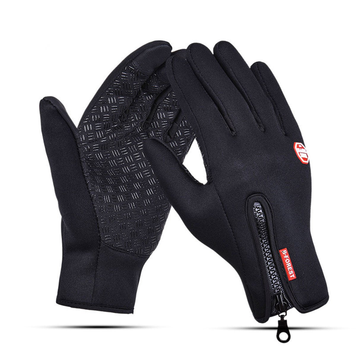Lyna Cycling Skiing Skating Gloves, Adjustable Waterproof Touchscreen Bike Gloves in Winter Outdoor for Men or Women (L), Black