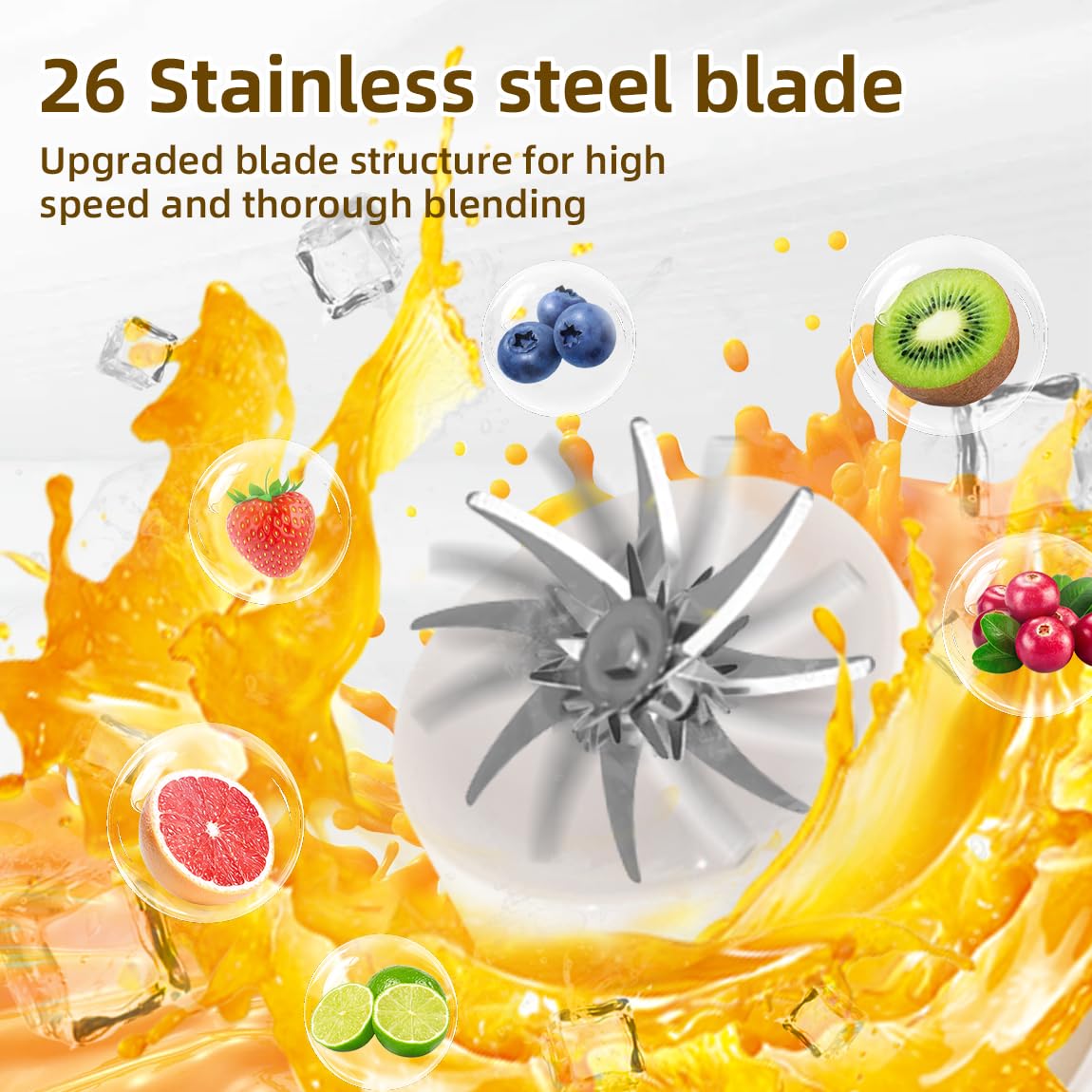 Mojoco Portable Smoothie Blender - 24oz Personal Blenders for Shakes and Smoothies - Cordless/Rechargeable Juice Blender with Stainless Steel Blade for Office, Gym, Camping, Travel