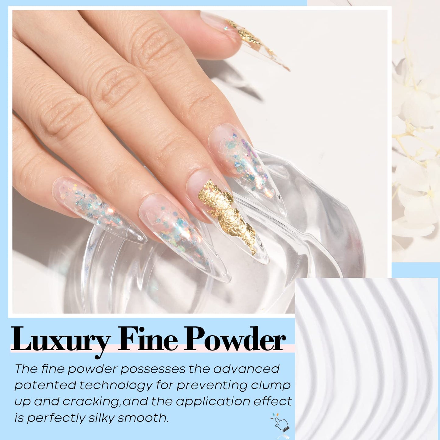 AZUREBEAUTY Clear Dip Powder for Nails, Essential Transparent Dipping Build Powder Crystal French Art Starter Manicure Beginner DIY Salon Home Gift, 1 Oz/28g