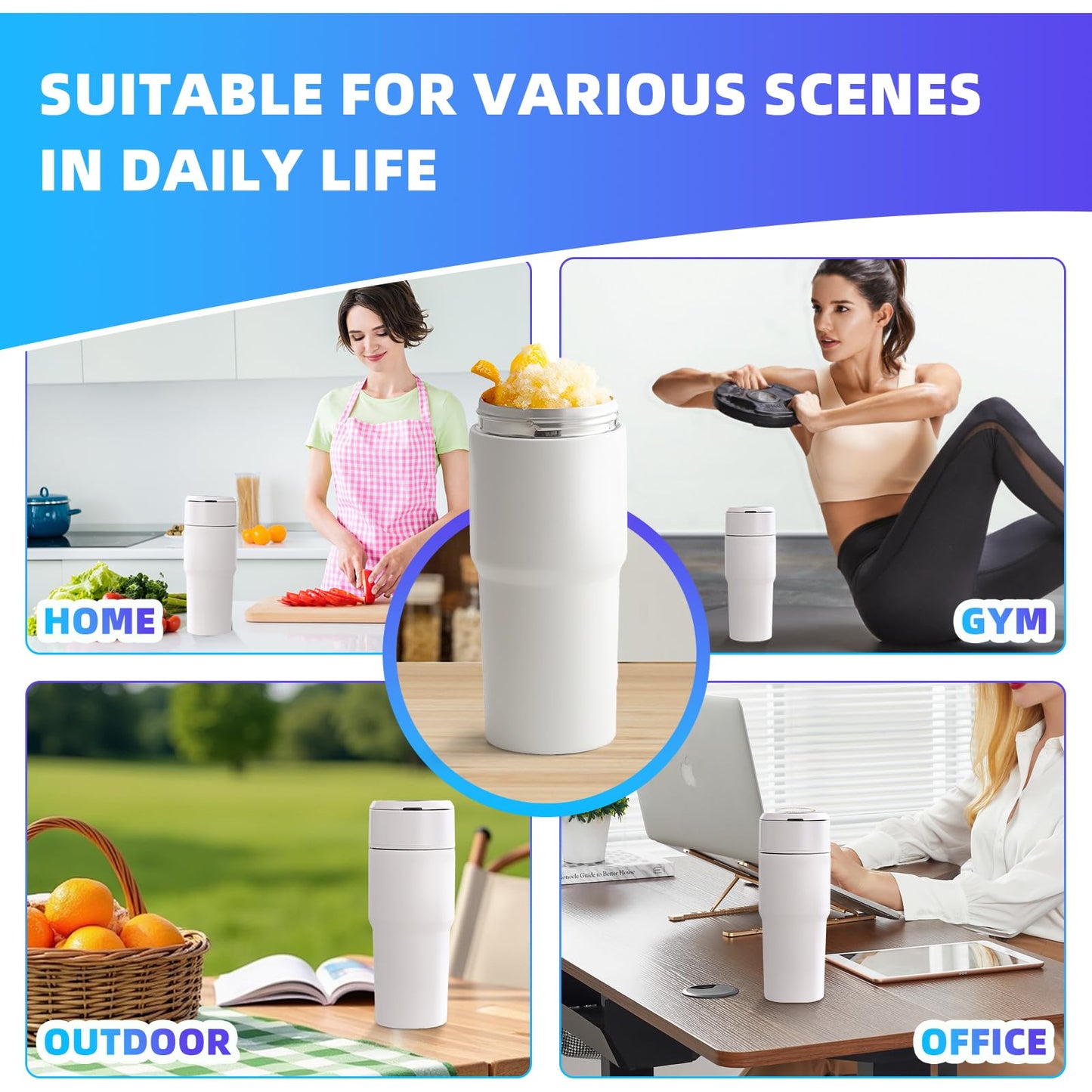 Kawu Portable Blender, 316 Stainless Steel Inner Personal Blender with 10Ps 304 Blades, 23Oz Blenders for Smoothies, USB Rechargeable, BPA Free, Food-Grade, Leakproof Juice Mixer for Gym, Home