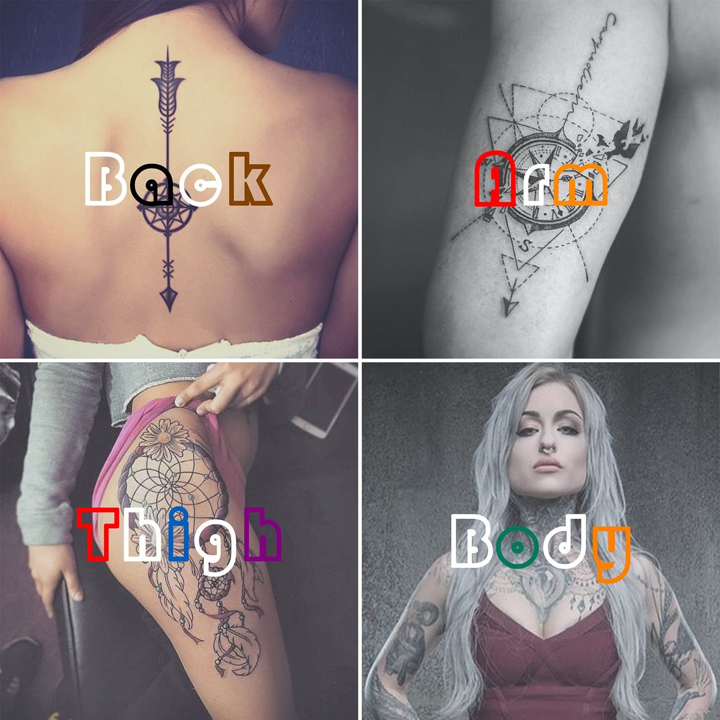 3 Packs Black Temporary Tattoo Ink and Stencils for Adults Teens Kids, Temporary Tattoo Kit Skin Friendly