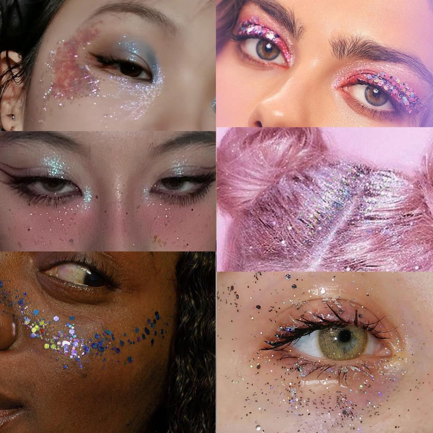 Holographic Body Glitter Gel for Body, Face, Hair and Lip Color Changing Sparkling Face Glitter Gel Mermaid Sequins Glitter Face Paint for Women Girls Music Festival Concerts Party, 50ml x 2