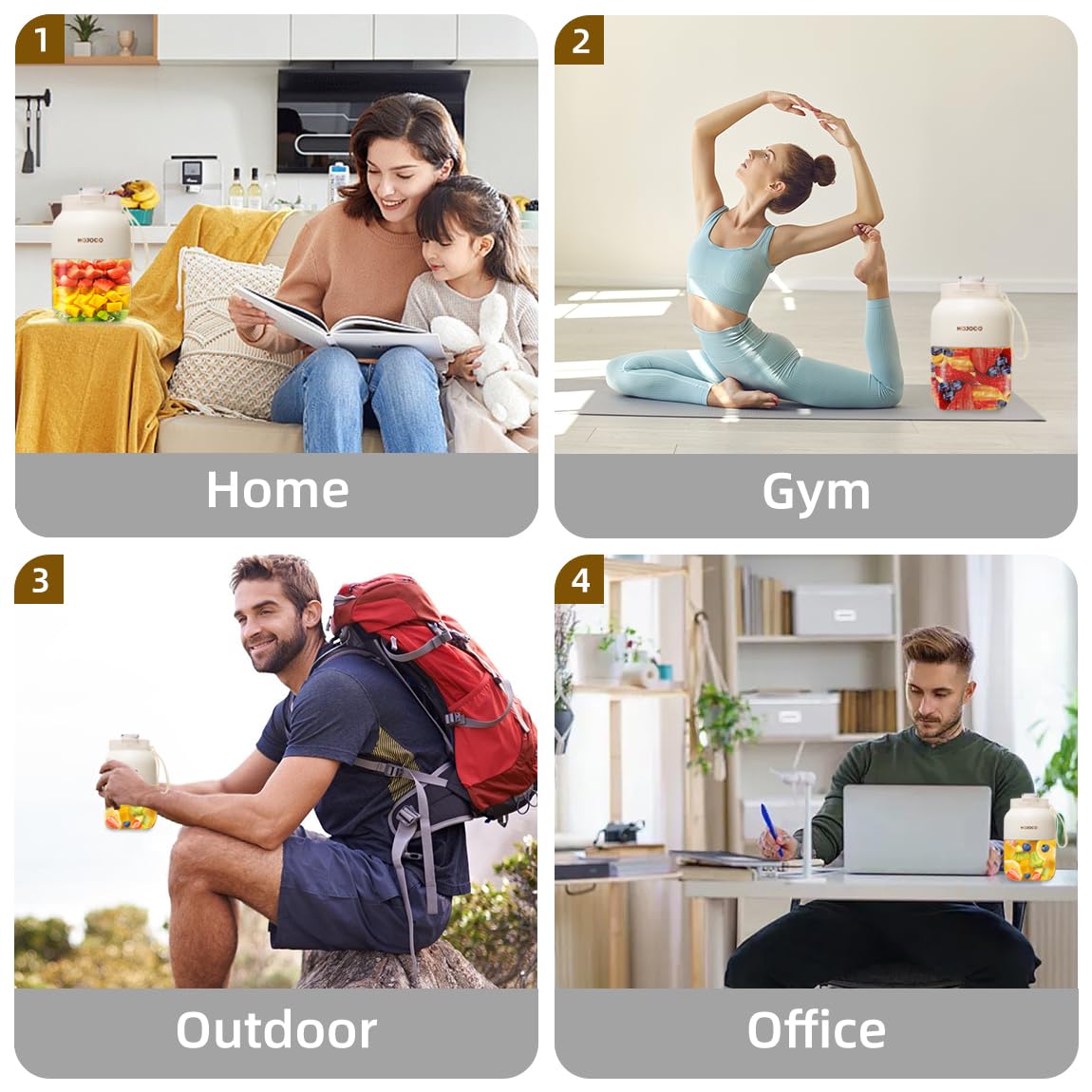 Mojoco Portable Smoothie Blender - 24oz Personal Blenders for Shakes and Smoothies - Cordless/Rechargeable Juice Blender with Stainless Steel Blade for Office, Gym, Camping, Travel