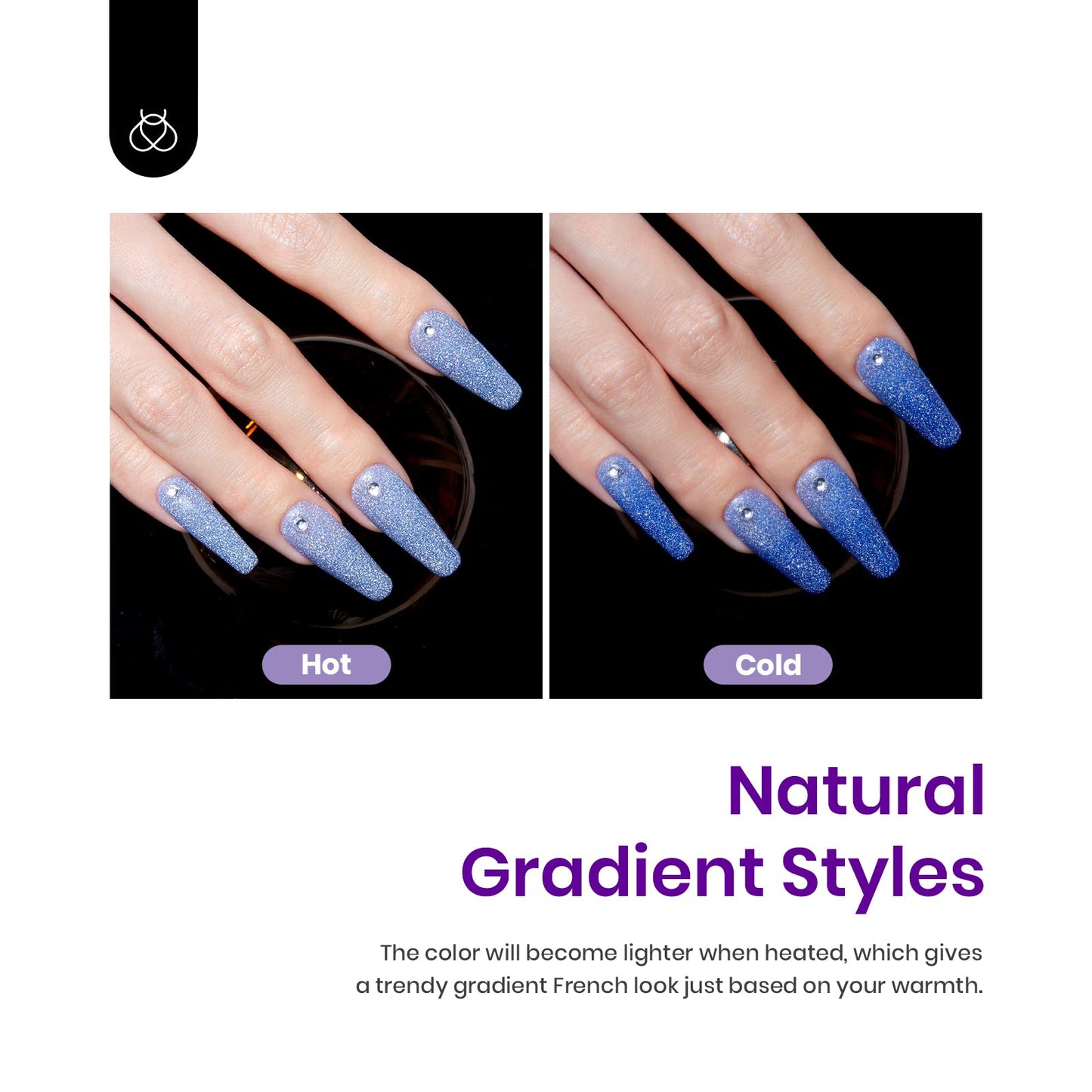 Beetles Color Changing Gel Nail Polish Kit, 6 Colors Pink Red Glitter Blue Purple Temperature Change Gel Polish Soak Off Uv Led Nails Gel