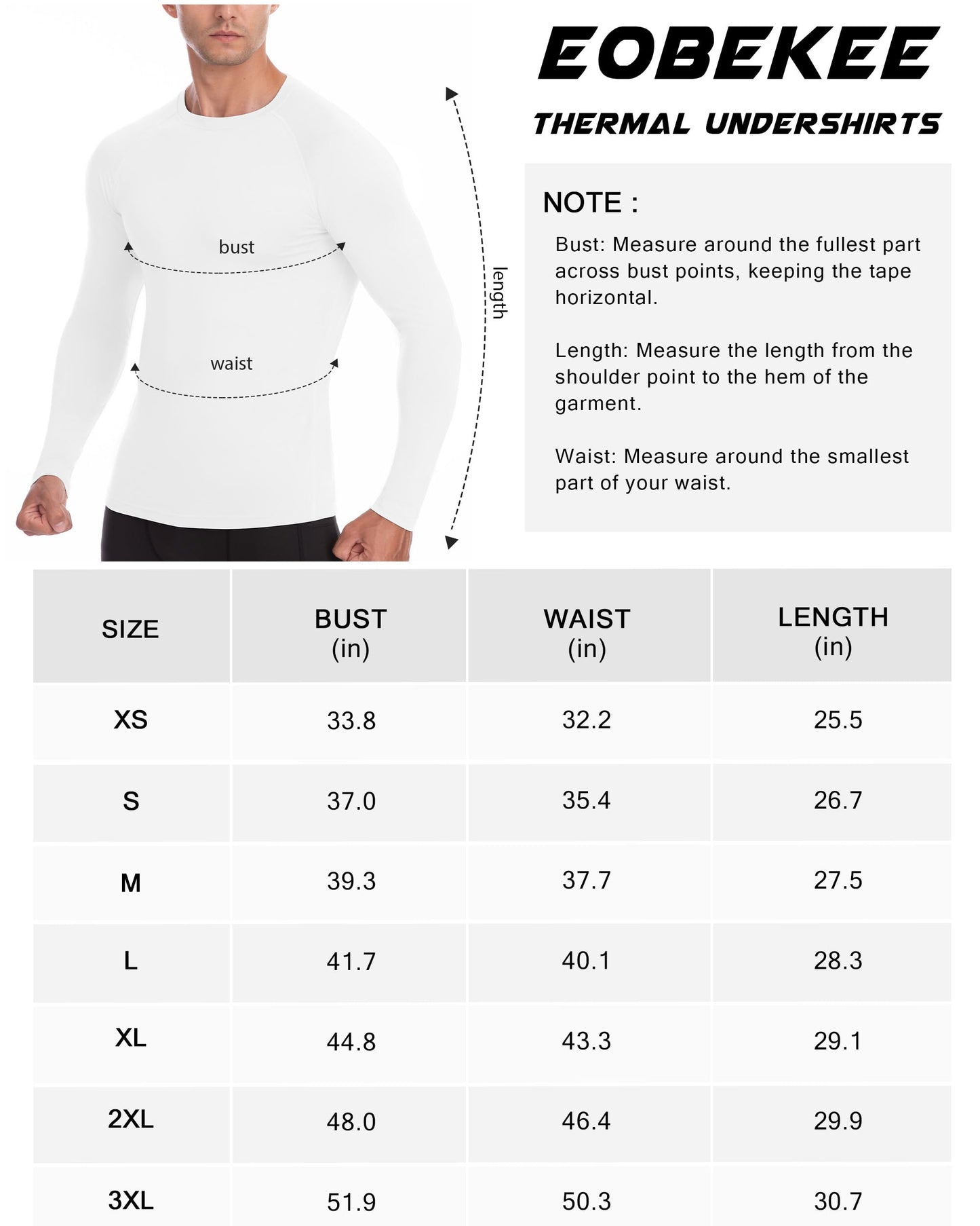 EoBeKee Mens Thermal Long Sleeve Shirt - 2 Pack Compression Tight Shirts Winter Base Layer Tops Running Sports Hunting Workout Undershirt